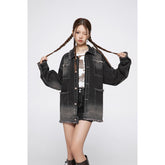 Unisex Jacket Retro Washed Burr Denim Clothes Jacket